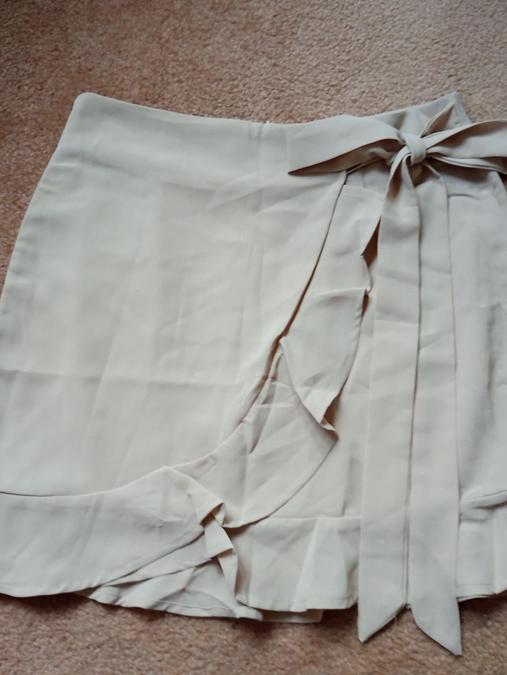 Women's Cream Wrap Skirt with Tie Waist - Picture 1 of 2